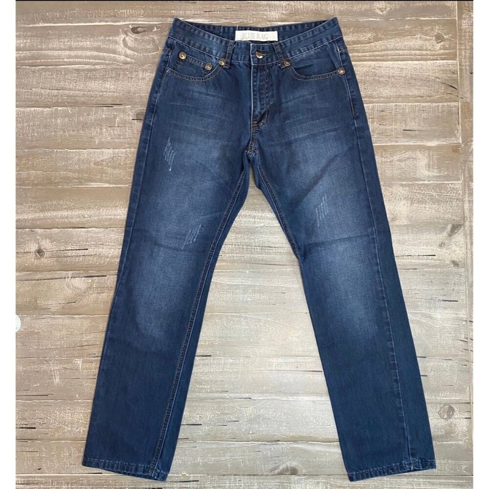 Blue Rag Dark Wash Mid Rise Distressed 5 Pockets Women's‎ Jeans Size 30
